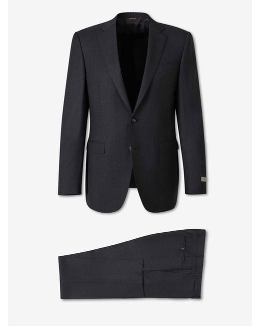 Canali Black Straight Wool Suit for men