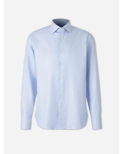 Canali Blue Plain Cotton Shirt for men