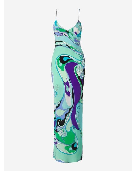 Emilio Pucci Blue Maxi Printed Dress