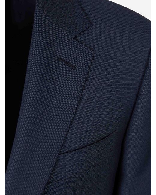 Canali Blue Straight Wool Suit for men