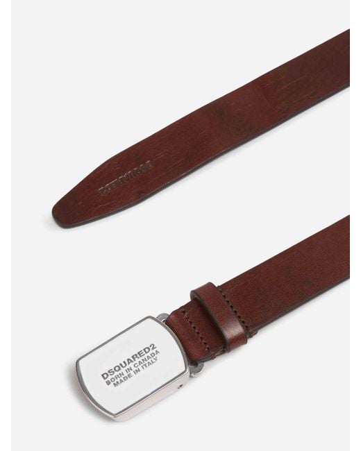 DSquared² Brown Leather Belt With Buckle for men