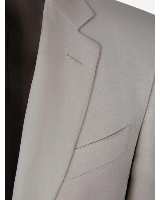 Canali Gray Linen And Silk Blazer for men