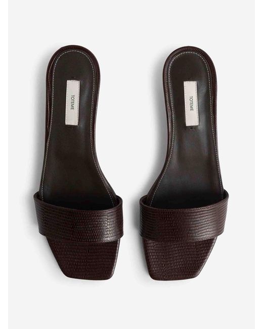 Totême White Lizard Effect Leather Mules