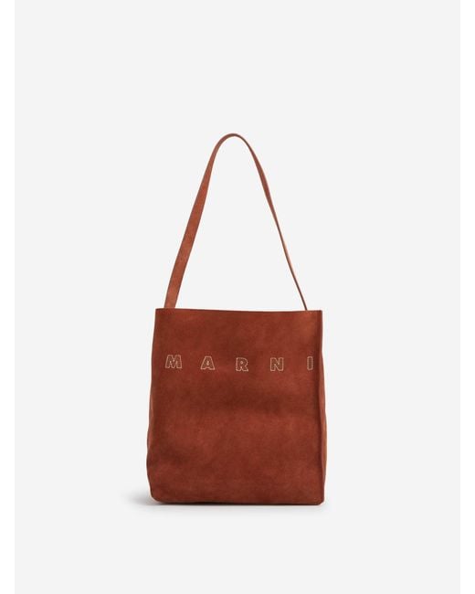 Marni Red Suede Tote Bag