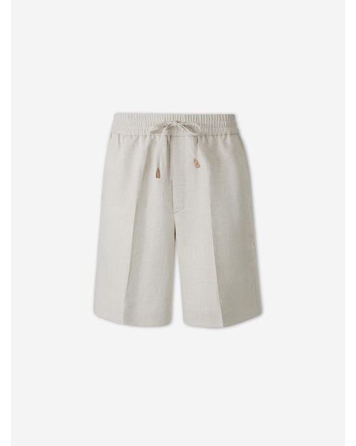 Brioni White Straight Bermuda Shorts for men