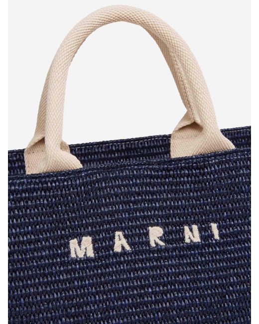 Marni Blue Raffia Tote Bag