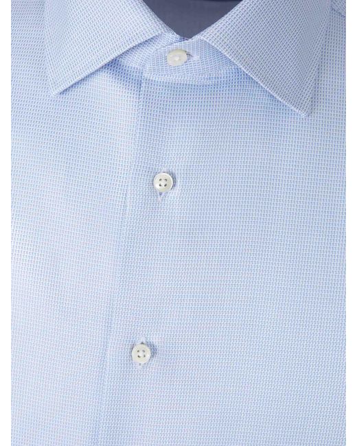 Canali Blue Plain Cotton Shirt for men
