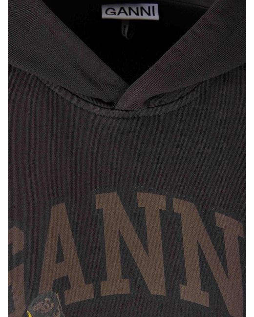 Ganni Black Crew Neck Sweatshirt
