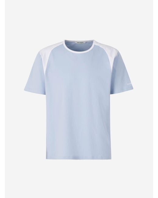 Wales Bonner Zweifarbiges Baumwoll-T-Shirt in Blue für Herren