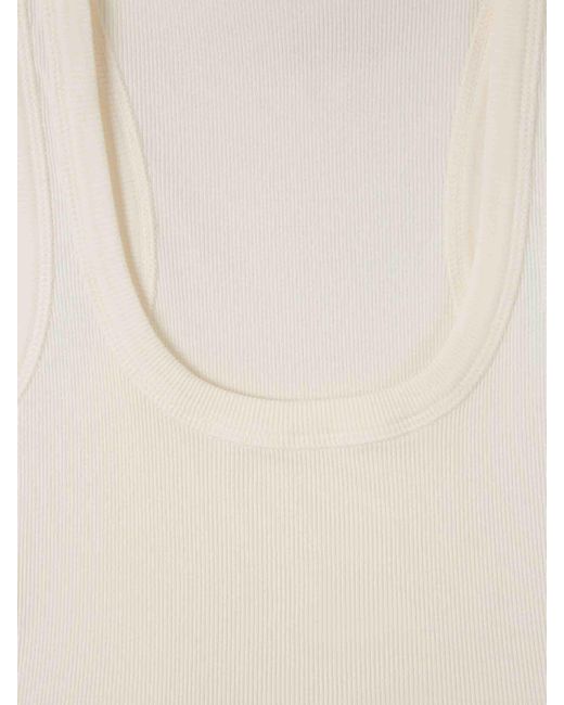Jacquemus White Ribbed Tank Top