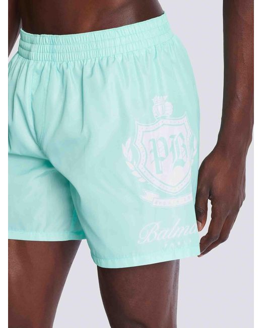 Balmain Blue Logo Swimsuit Polyester for men
