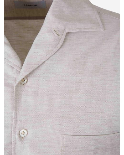 Lardini White Plain Linen Polo Shirt for men