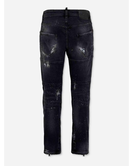DSquared² Blue Straight Jeans Paint Effect for men