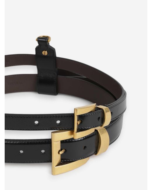 Versace Black Leather Belt With Logo