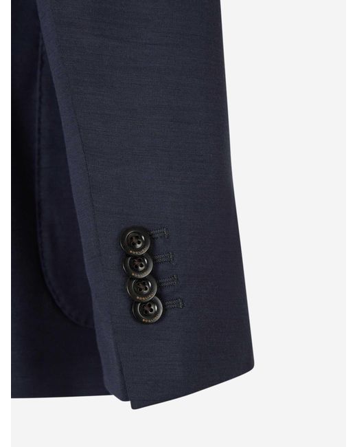 Boglioli Blue Blazer Knitted Wool for men