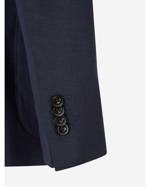 Boglioli Blue Blazer Knitted Wool for men