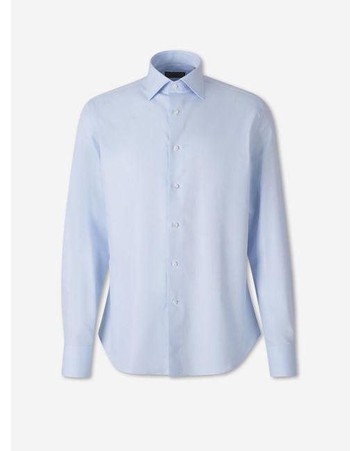 Canali Blue Plain Cotton Shirt for men