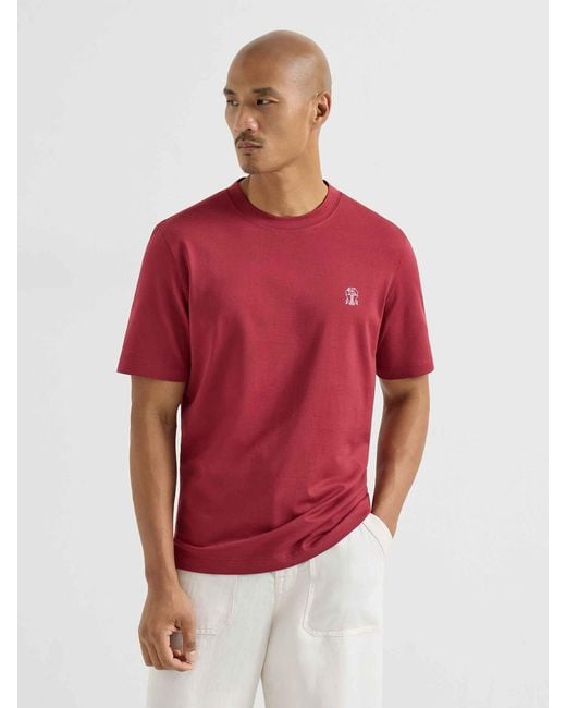 Brunello Cucinelli Red Short Sleeve T-Shirt for men