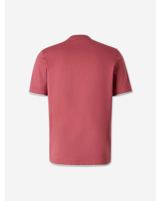 Santa Eulalia Pink Contrast Trim T-Shirt for men