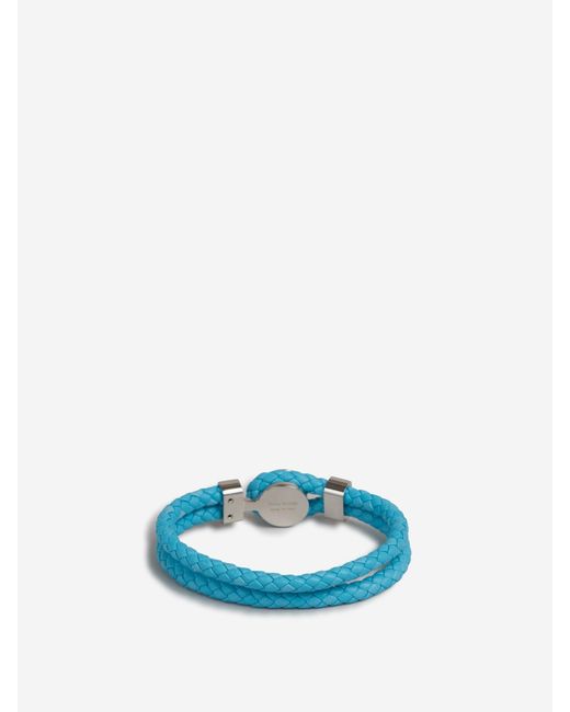 Tom Ford Blue Braided Leather Bracelet for men