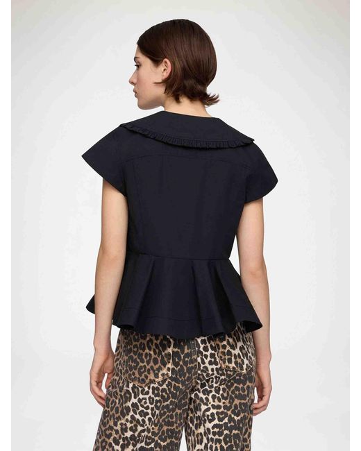 Ganni Blue Peter Pan Collar Blouse