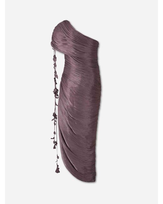 Marmar Halim Purple Draped Midi Dress
