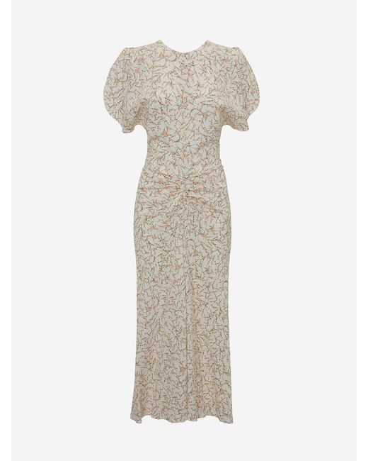 Abito Midi Arricciato di Victoria Beckham in White