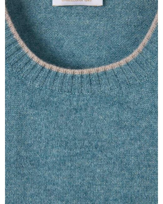 Santa Eulalia Blue Cashmere Crew Neck Sweater for men