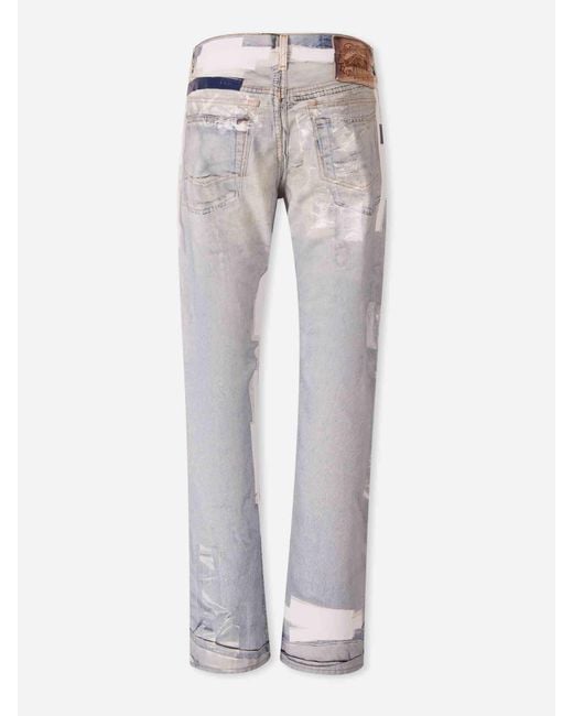 Acne Gray Straight Jeans With Ribbon Effect for men