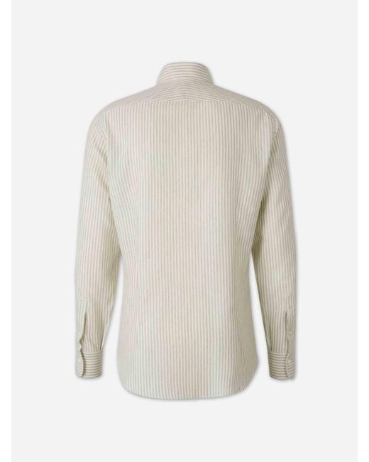 Santa Eulalia White Striped Cotton Shirt for men