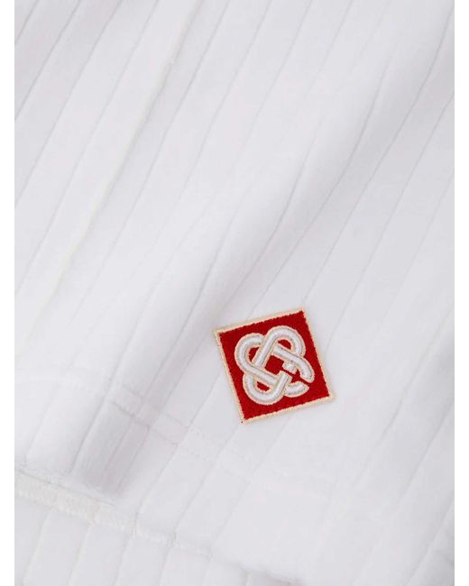 Casablanca White Ribbed Logo Bermuda Shorts for men
