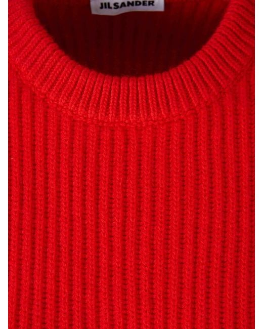 Jil Sander Red Cropped Wool Jersey