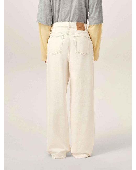 AMI Natural Wide Leg Cotton Jeans for men