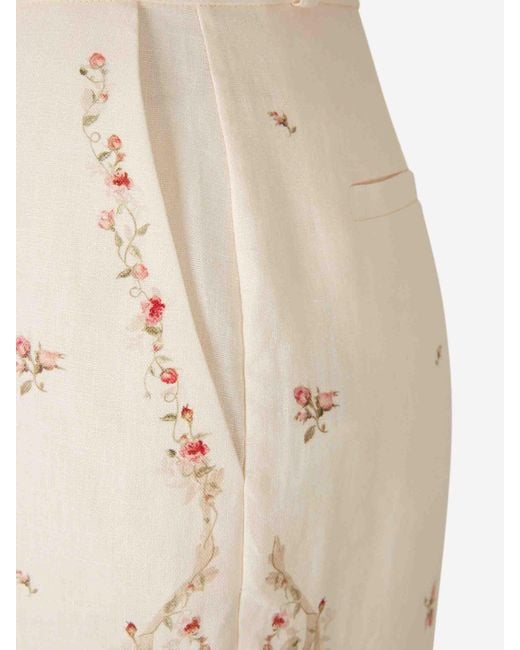 Zimmermann Natural Floral Flared Pants