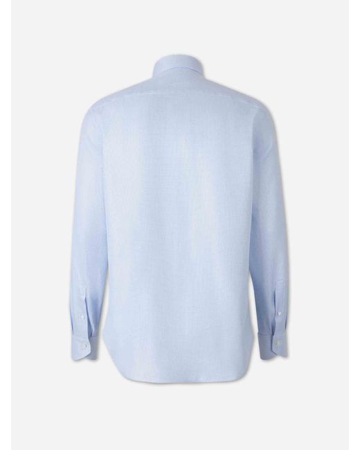Canali Blue Plain Cotton Shirt for men