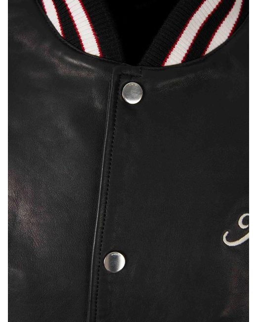 Amiri Leder Bomberjacke in Black für Herren