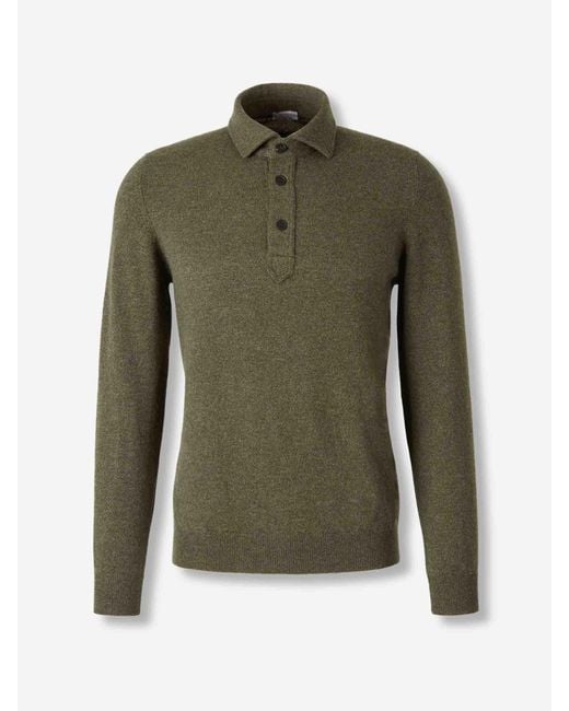 Santa Eulalia Green Long Sleeve Polo for men