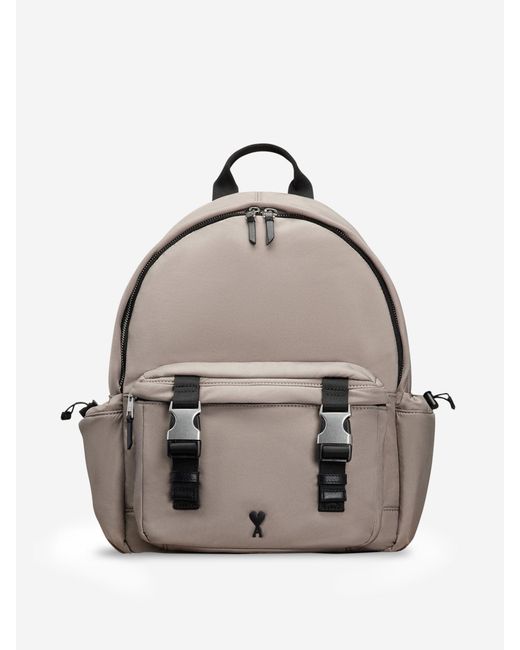 AMI Natural Logo Nylon Backpack for men