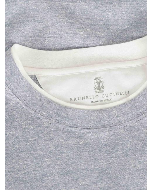 Brunello Cucinelli Blue Round Neck T-Shirt for men