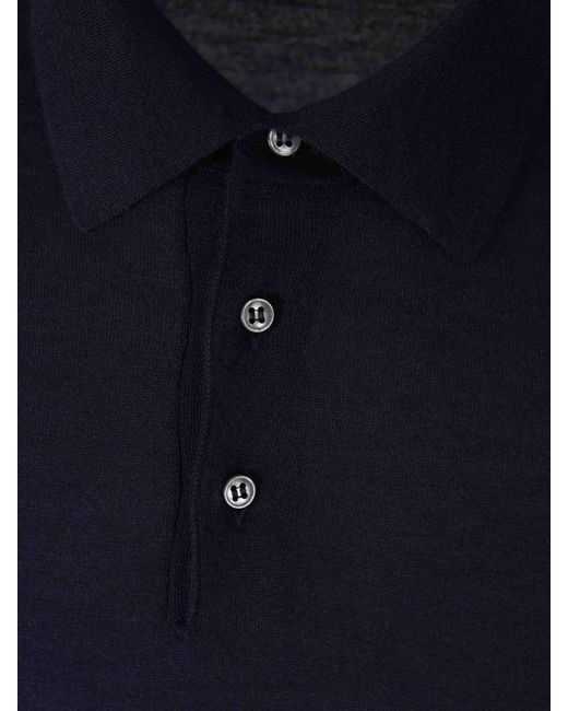 Santa Eulalia Blue Cashmere And Silk Polo for men