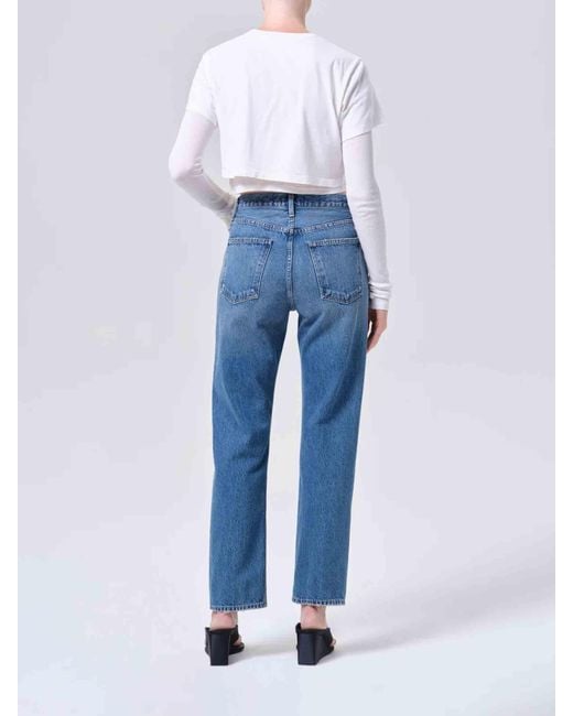 Agolde Blue Straight Leg Jeans, 90S Style