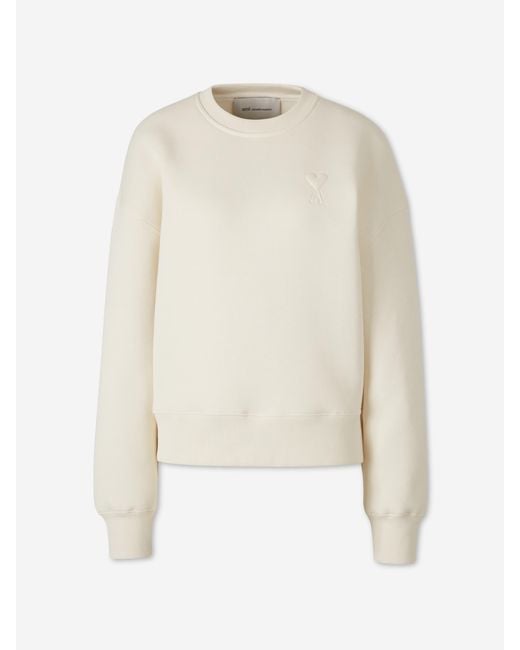 AMI White Crew Neck Sweatshirt