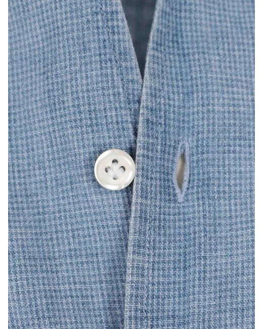 Santa Eulalia Blue Mandarin Collar Shirt for men