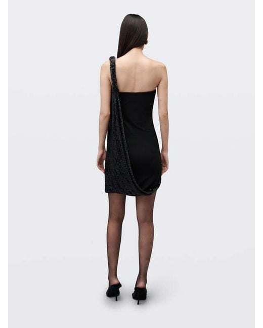 Alexander Wang Black Asymmetrical Dress With Rhinestones
