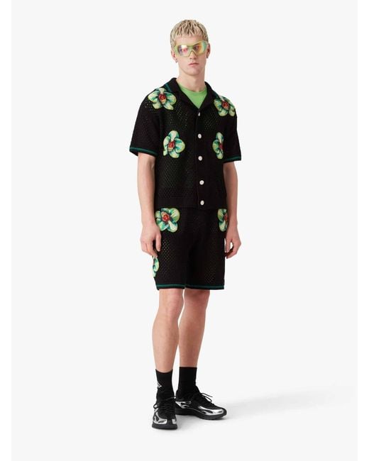 Casablanca Black Floral Knit Shirt for men