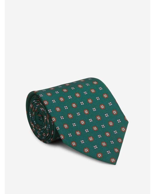 Marinella Green Floral Silk Tie for men