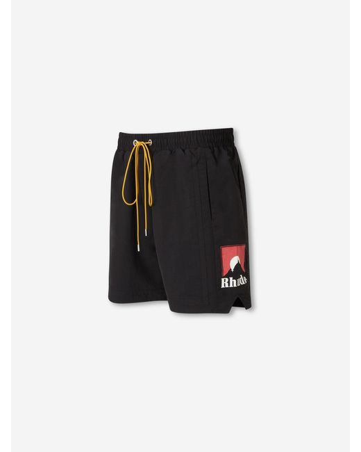 Rhude Black Nylon Logo Shorts for men