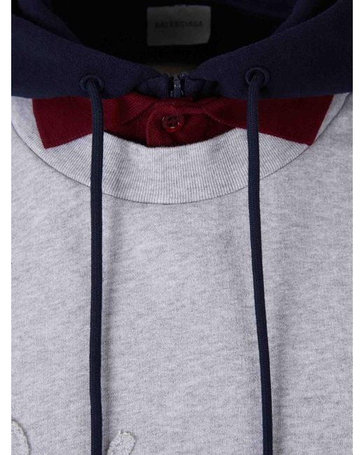 Balenciaga Blue Cotton Layered Sweatshirt for men