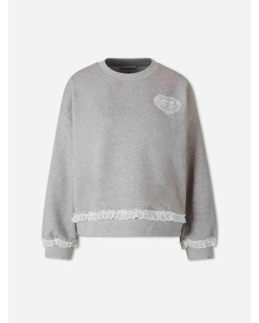 Ganni Gray Crew Neck Sweatshirt