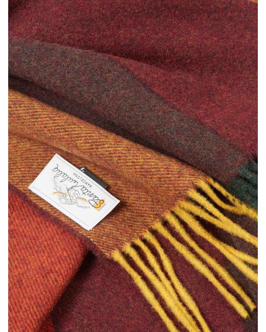 Santa Eulalia Brown Wool Striped Scarf for men